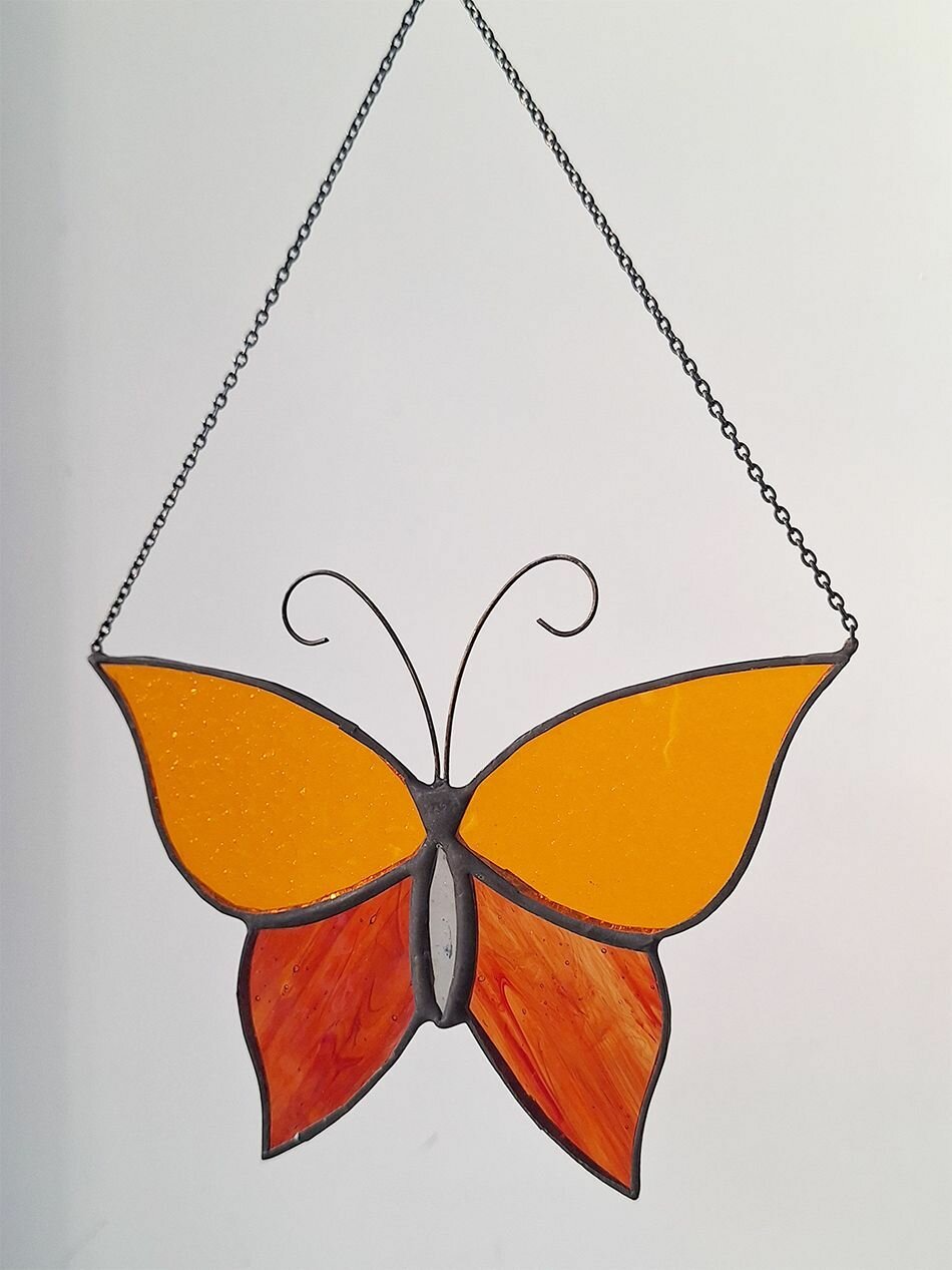 Витражная подвеска "Оранжевая бабочка" — фото 1