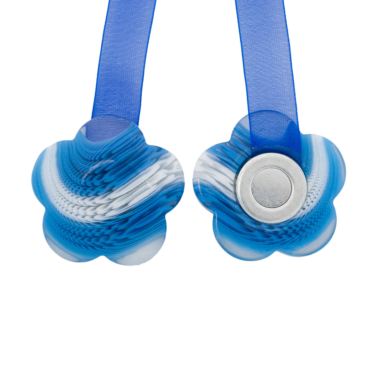 Подхват для штор магнитный, 2 шт, 3,5*3,5 см, WeHome 'Цветок', голубой — фото 1