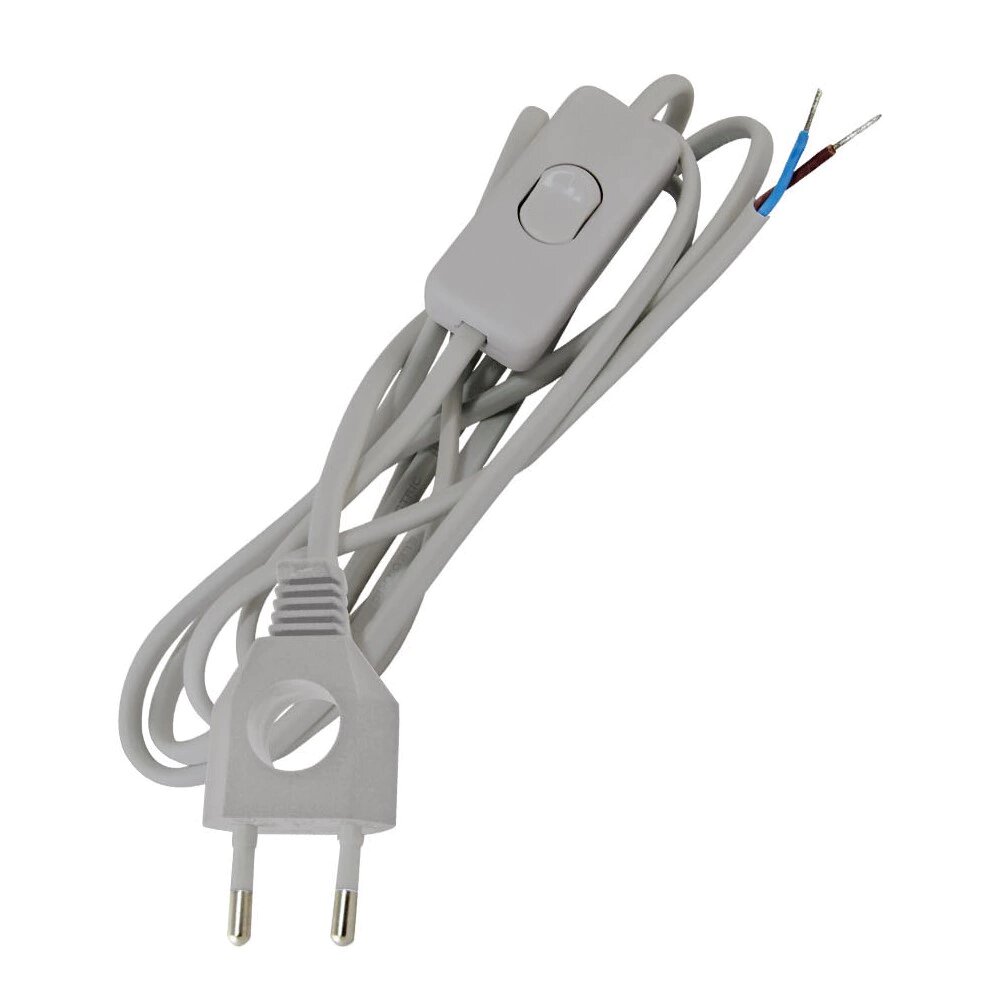 Шнур с вилкой TDM с выключателем 2х075 мм2 серебро 2 м