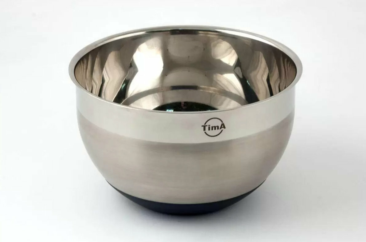 Миска TimA для кухни, с силиконовым основанием, диаметр 24см, объём 4л, нержавеющая сталь