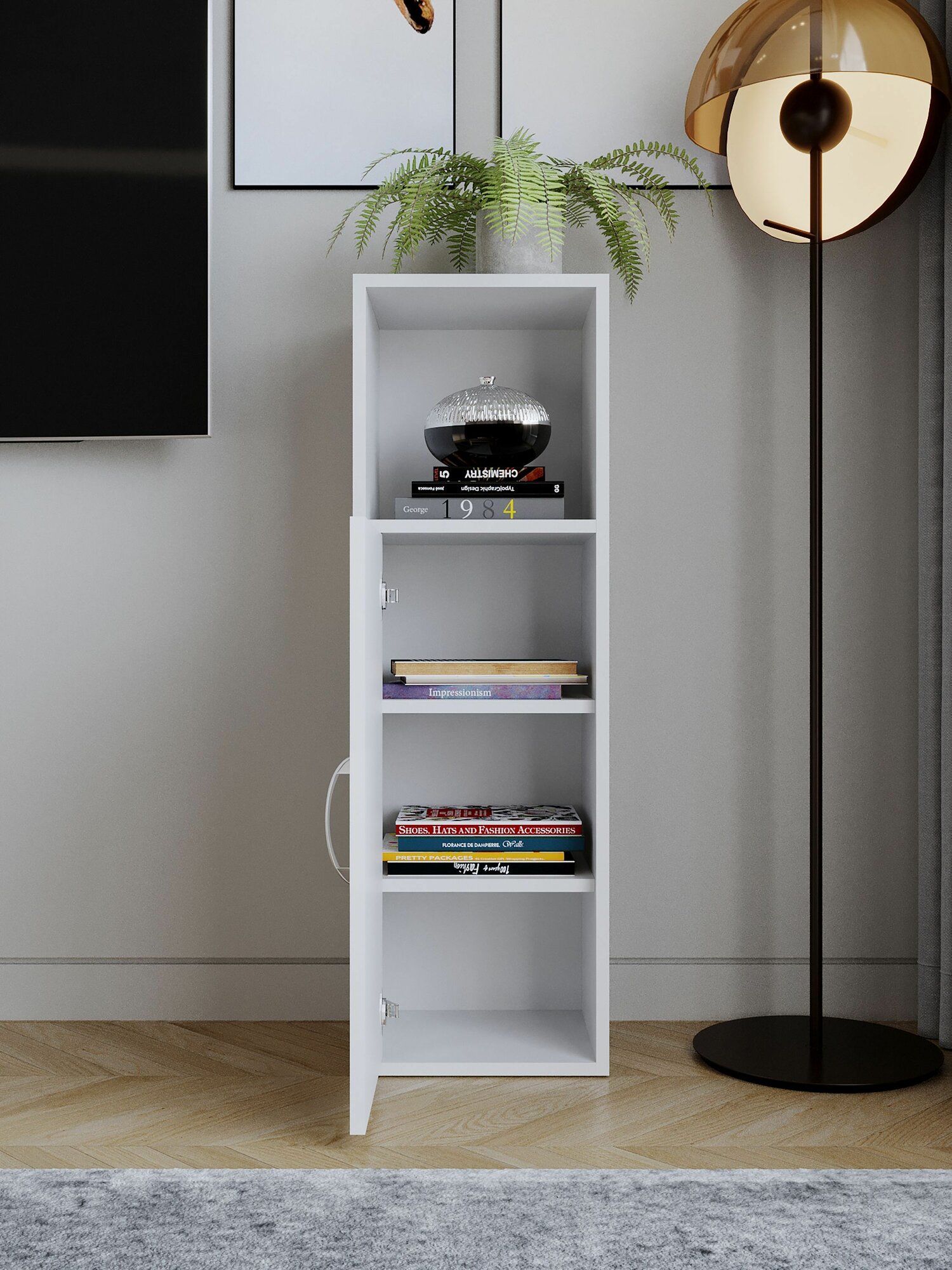 Тумба-пенал, шкаф, ЛДСП, напольная, с полкой, 32 см x 25 см x 100 см — фото 1