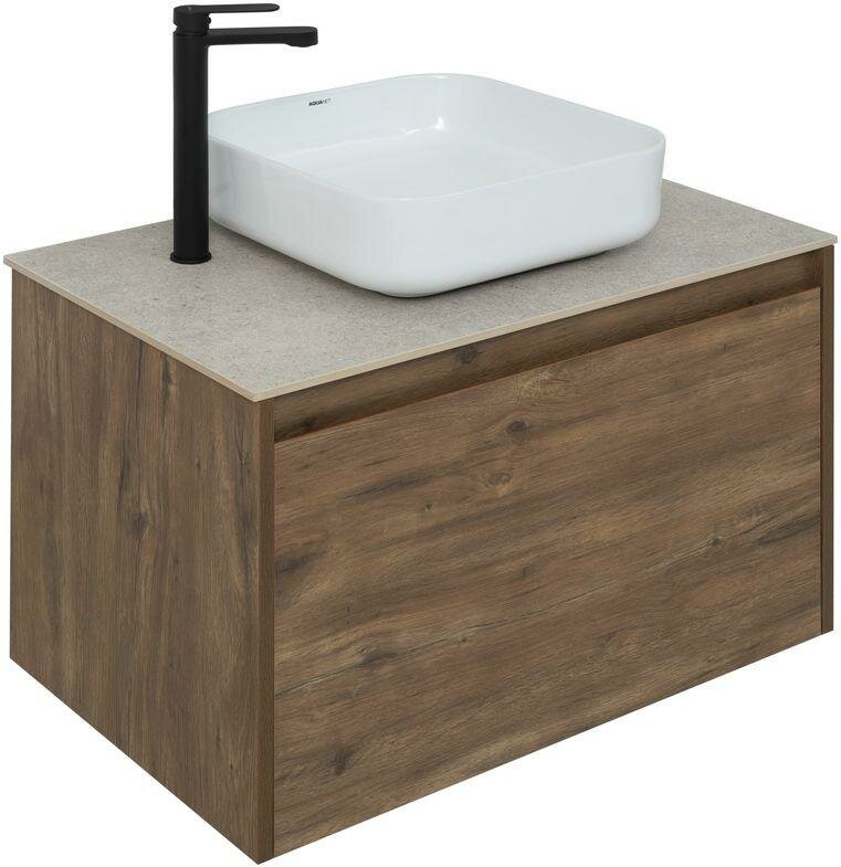 Тумба под раковину Aquanet Nova Lite 75 см 249514 с 1 ящиком, коричневый - фото №17