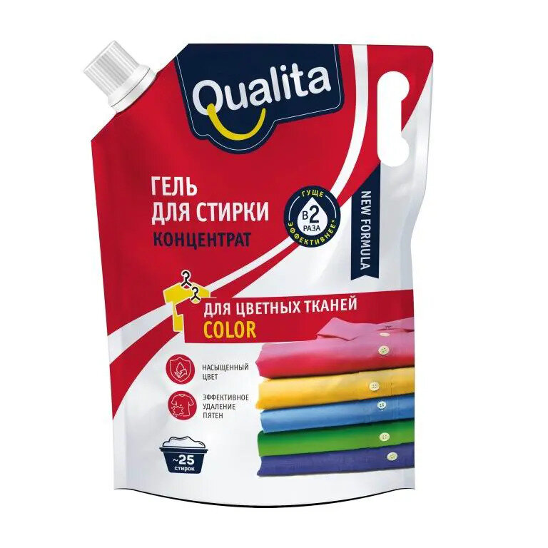 Гель для стирки QUALITA для цветного белья дой-пак 1000мл