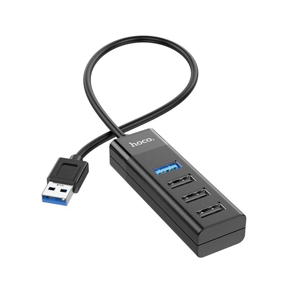 USB Хаб (HB25) c 1 USB на 1 USB 3.0 + 3 USB 2.0, HOCO, черный — фото 1