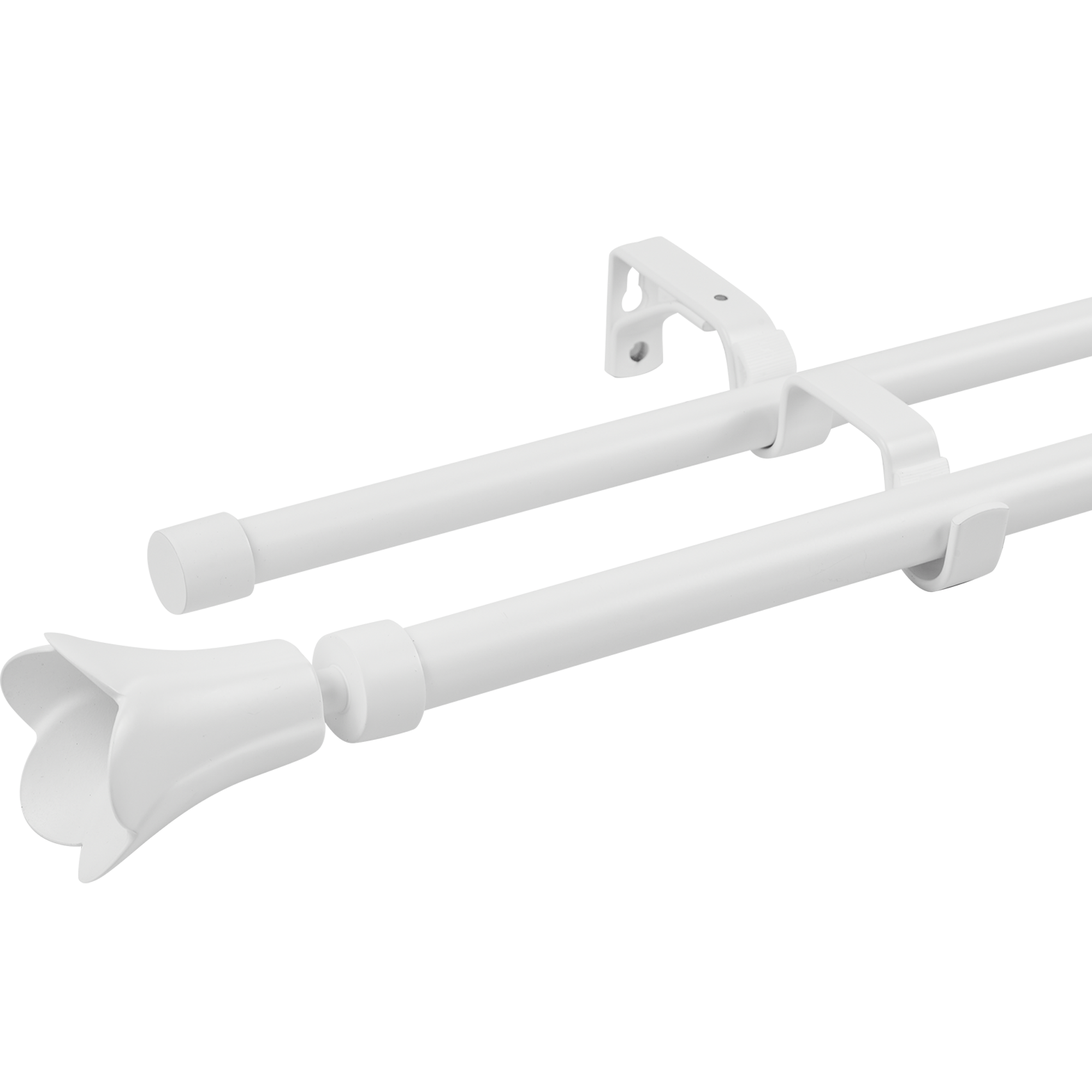 Карниз двухрядный раздвижной Inspire Florus d16/19 мм 160-300 см металл цвет белый