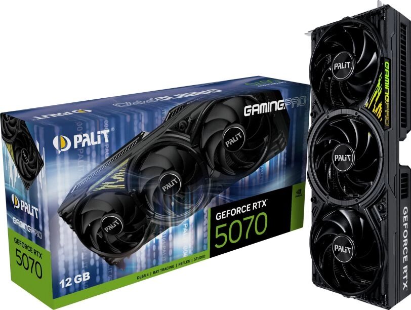 Видеокарта Palit PCI-E 5.0 PA-RTX5070 GAMINGPRO NVIDIA GeForce RTX 5070 12Gb 192bit GDDR7 2325/28000 HDMIx1 DPx3 HDCP Ret