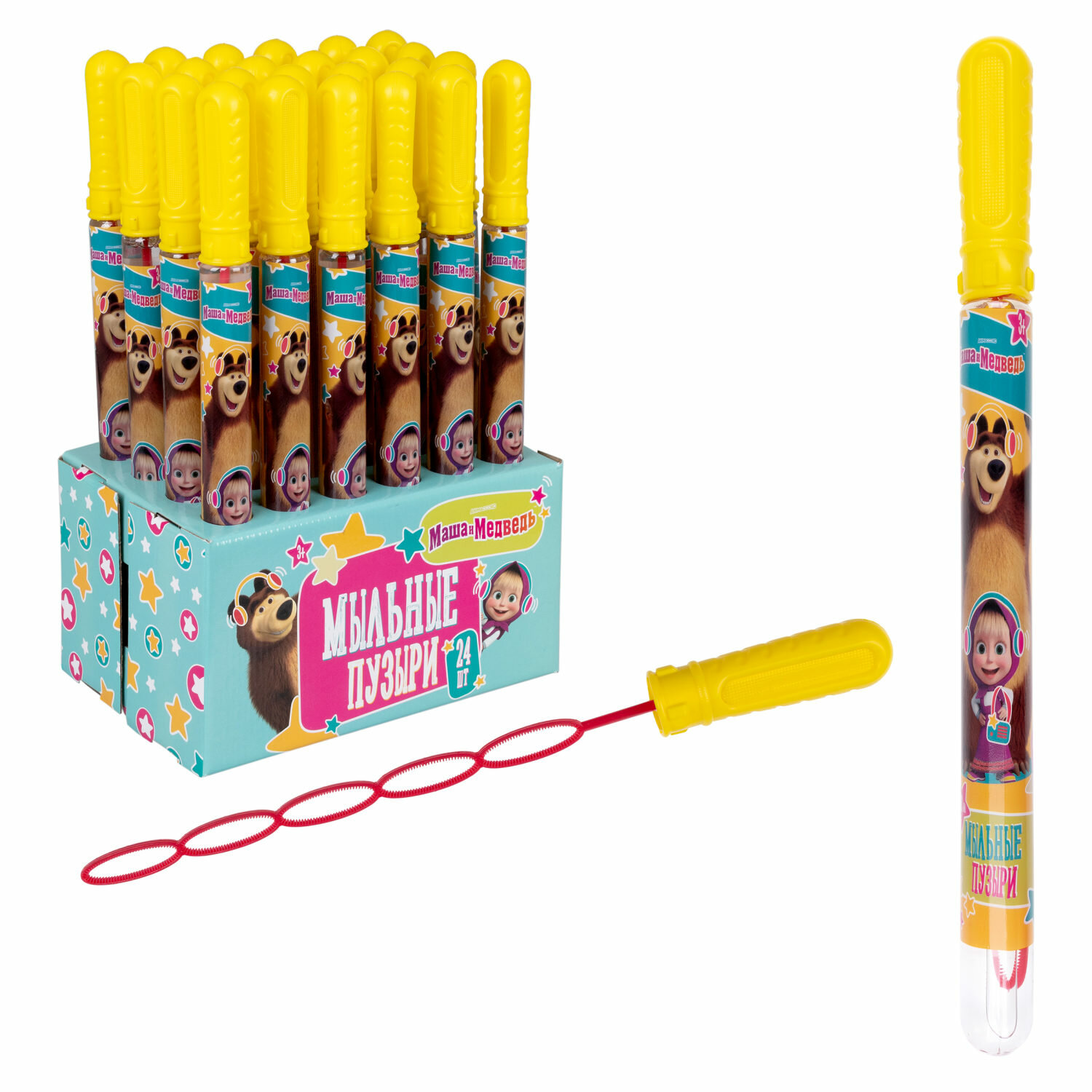 Мыльные пузыри 1TOY Маша и медведь, детские, маленькие, для мальчиков, девочек и малышей, 120 мл, 1шт