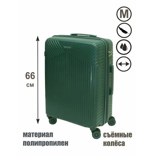 фото Чемодан mironpan, 70 л, размер m, темно-зеленый