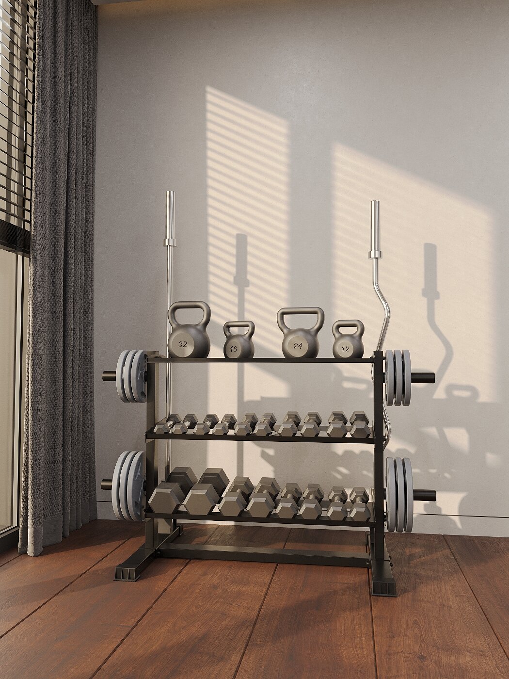 Стойка стеллаж для гантелей, дисков и грифов Domsen Ds50\d50мм