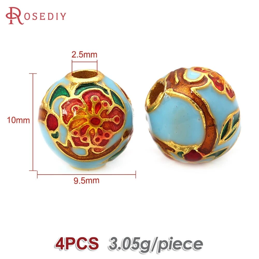 Бусины Rosediy, латунь, 10 мм, цвет 52157-MatteGoldColor, 4шт