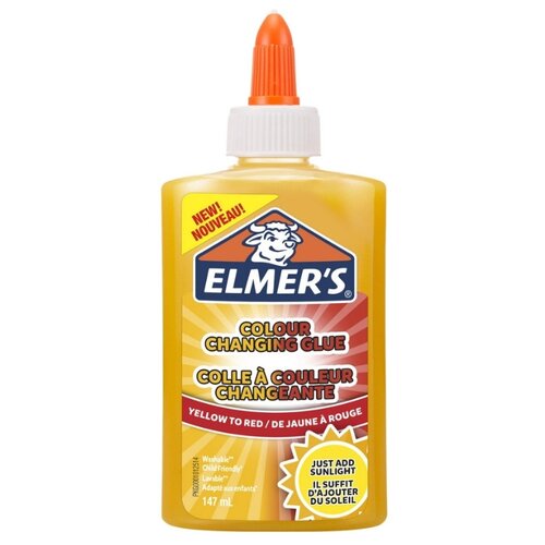 фото Клей для слаймов канцелярский меняющий цвет elmers colour changing glue, 147 мл, желтый на красный, 2109498 elmer's