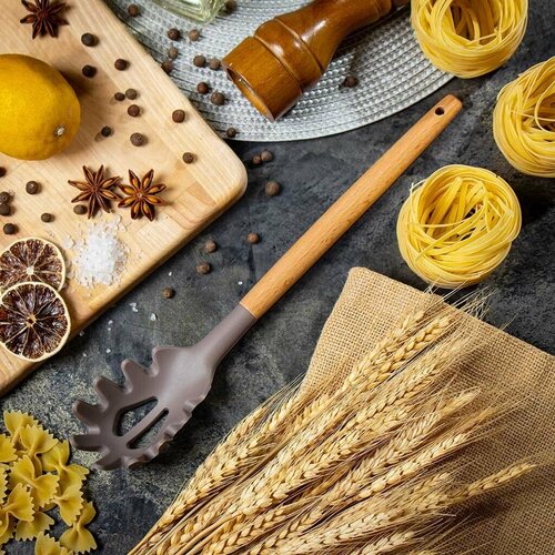 Ложка для спагетти, силикон, навеска, Daniks, Elite Wood, 161503-5