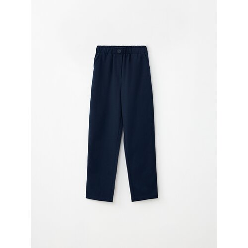 Школьные брюки  Sela, повседневный стиль, карманы, пояс на резинке, размер 152, синий
