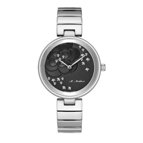 Наручные часы УЧЗ 1513A1B7, черный, серебряный