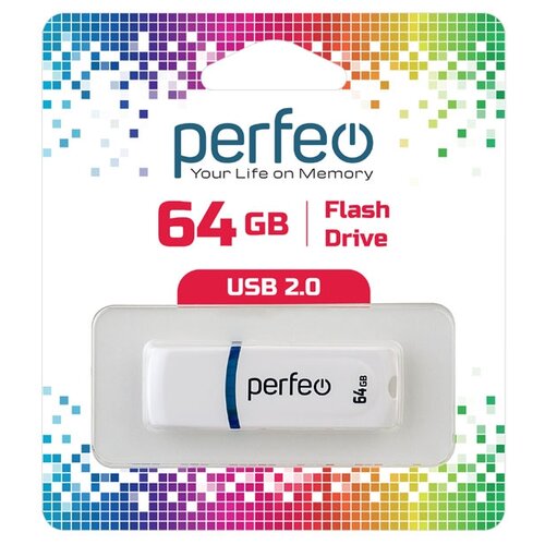 Флешка Perfeo C09 64 ГБ, 1 шт., white perfeo usb drive 4gb c09 white pf c09w004