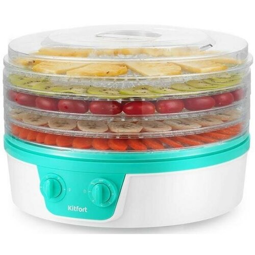 Сушилка для овощей и фруктов KITFORT KT-1935-3 белый бирюзовый 446300₽