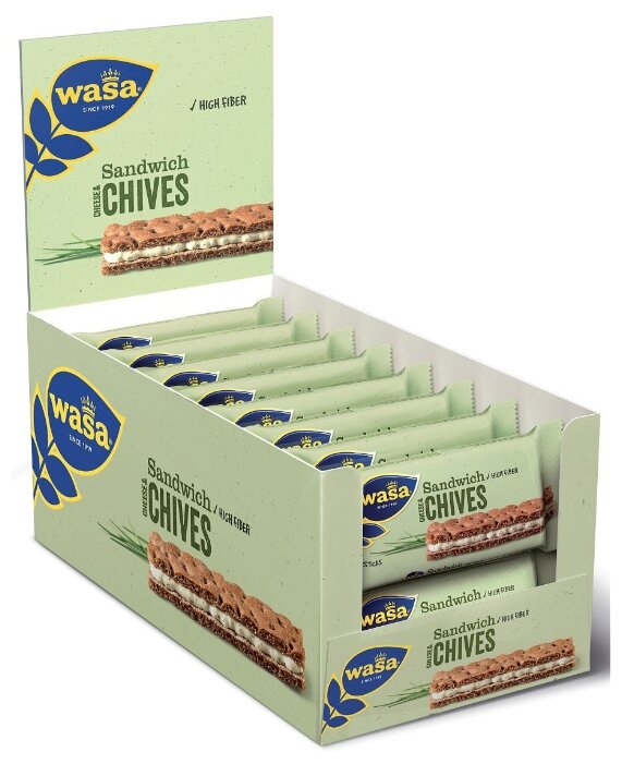 Хлебцы ржаные Wasa Sandwich Cheese & Chives 37 г 24 шт