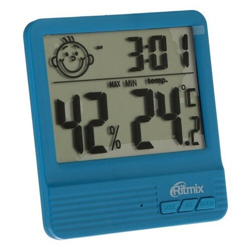 Метеостанция RITMIX CAT-052 комнатная термометр гигрометр будильник 1хААА синяя 615500₽