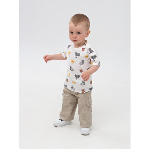фото Брюки карго для мальчиков летние, карманы, размер 1-2 года, серый onesta