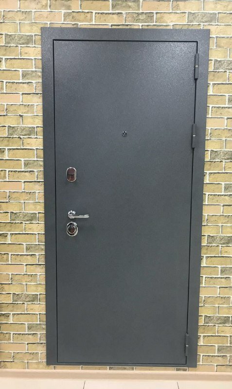 Входная дверь МЕТ/МДФ Дрезден,860x2050мм,Серый букле/Винил белый. Левая. - фотография № 3