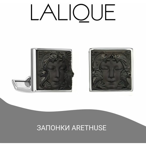 фото Запонки lalique, латунь, хрусталь, черный