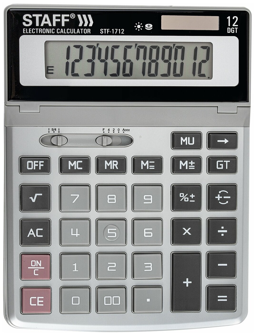 Калькулятор настольный метал. STAFF STF-1712 (200х152мм), 12 разрядов, двойное питание, 250121