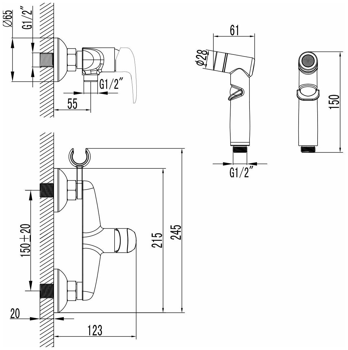 Смеситель Lemark Pramen LM3318BL с гигиеническим душем - фотография № 2