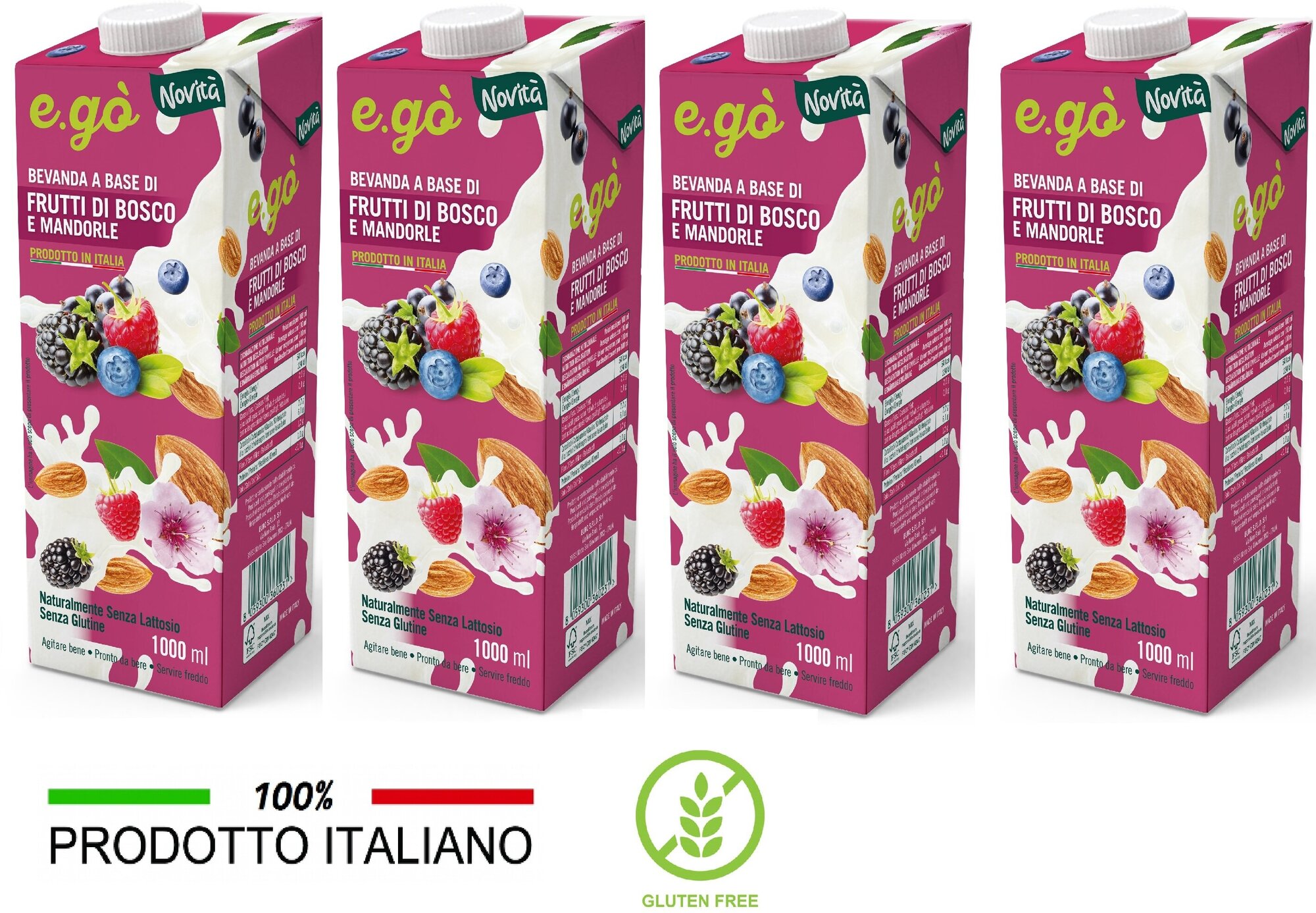 Напиток Миндальное молоко с лесными ягодами EGO без глютена Италия 1л Х 4 шт