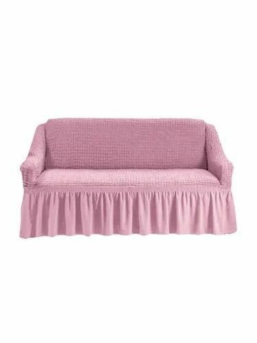 Чехол на диван трехместный с оборкой универсальный чехол на 3 местный диван на резинке с подлокотниками