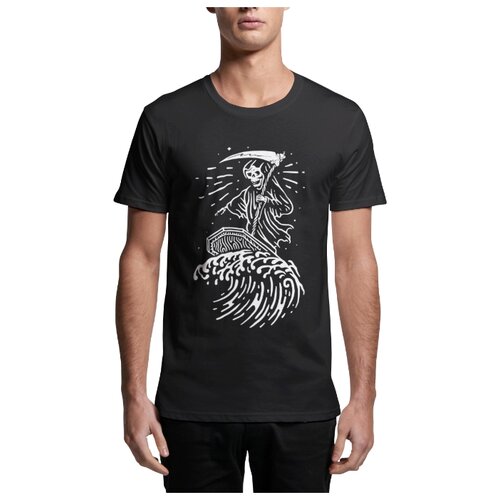 фото Футболка мужская black pack "surfing death", черная, 52/xl