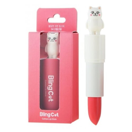 TONY MOLY помада для губ Bling Cat Cotton Lipstick, оттенок 04 Little Coral