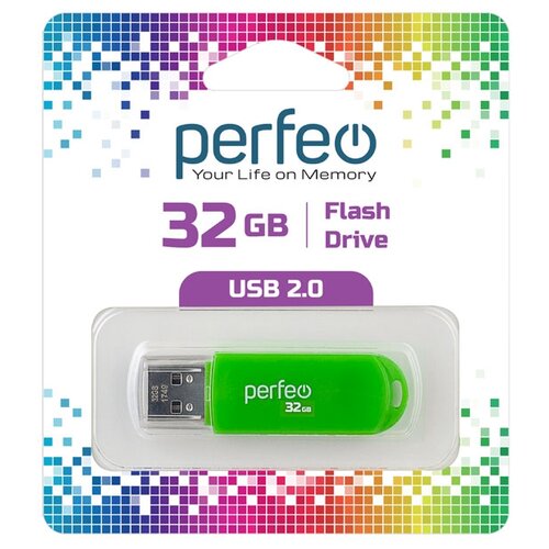 Флешка Perfeo C03 32 ГБ, 1 шт., green флэш диск usb perfeo 32gb c03 grey pf c03gr032