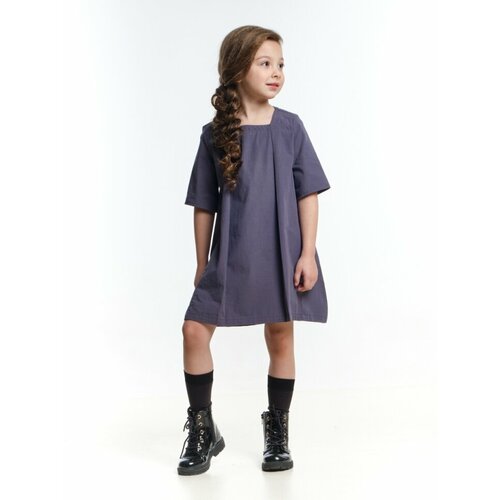 Платье Mini Maxi, хлопок, однотонное, размер 122, серый