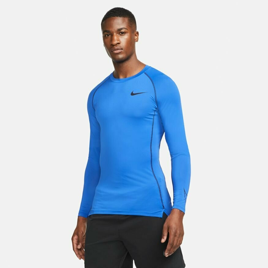 Футболка термобелье длинный рукав NIKE PRO Top Tight DD1990-480 р-р S Синий