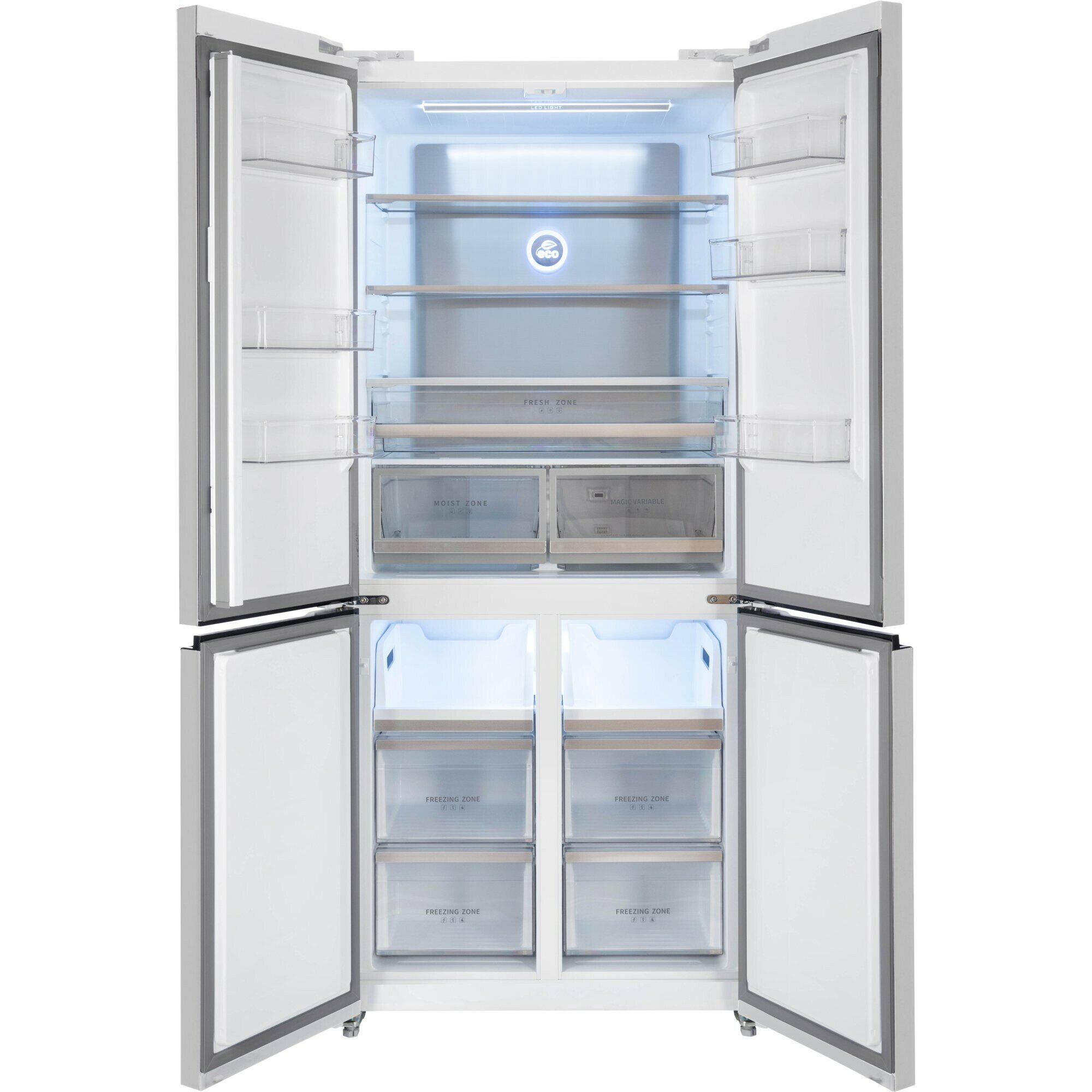 Холодильник HIBERG RFQ-600DX NFGW, Cross Door, Total No Frost, инвертор, 526 л объем, белое мерцающее стекло - фотография № 16