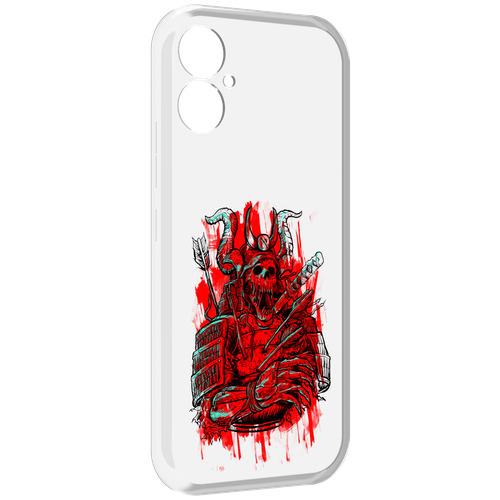 Чехол MyPads красный скелет воин для Tecno Spark 9 Pro \ Spark 9T задняя-панель-накладка-бампер