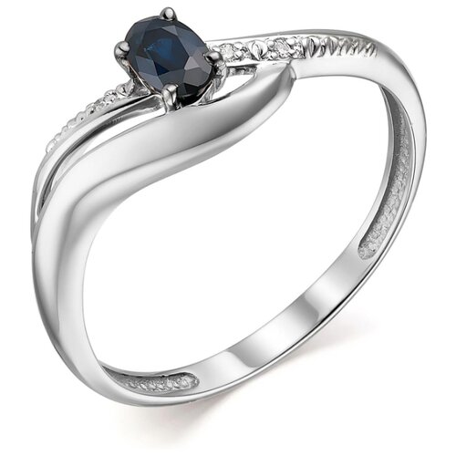 фото Алькор кольцо с сапфиром и бриллиантами из белого золота 13687-202, размер 17
