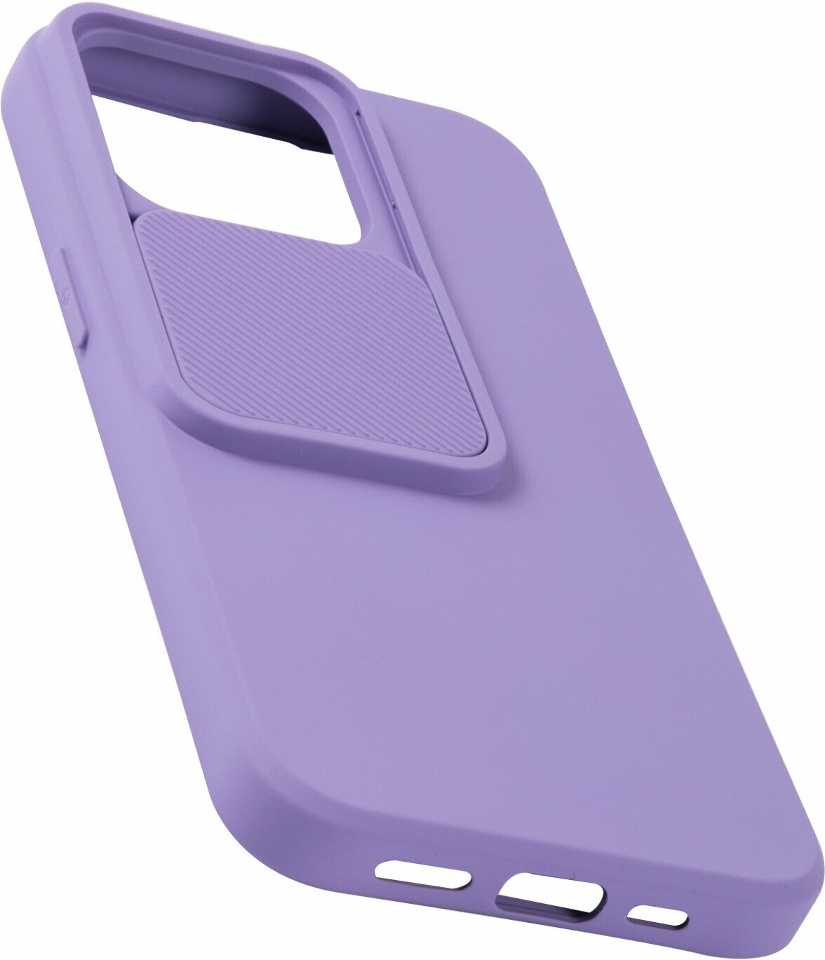 Защитный чехол-бампер на iPhone 13 Pro фиолетовый; со слайдером-шторкой камеры/Накладка на Айфон 13 Про/Силиконовый чехол на iPhone 13 Pro/Накладка на смартфон/Apple/Эпл