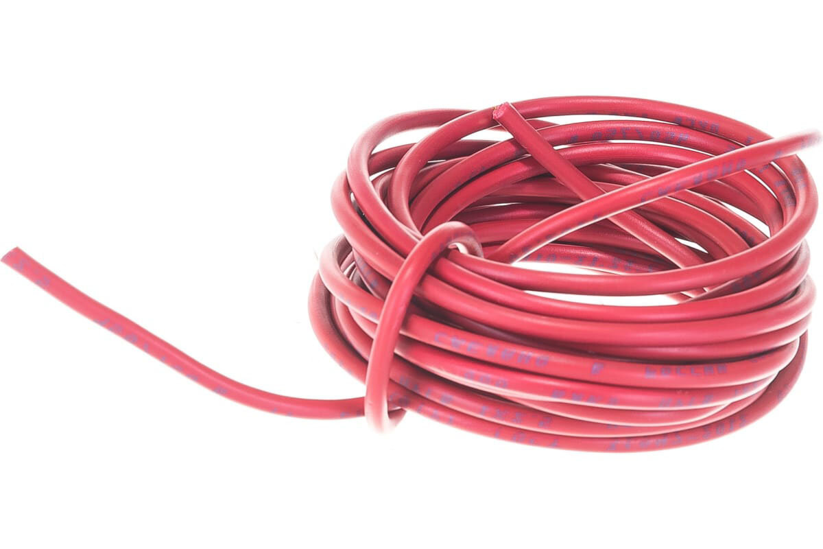 Провод многопроволочный ПУГВ ПВ3 1х6 красный ( комплект из 1 м ) - фотография № 2