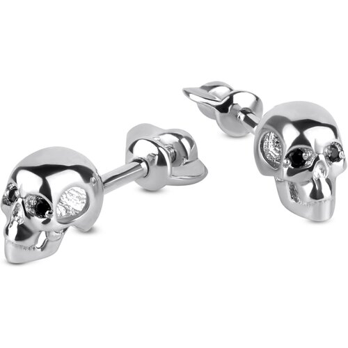 Серьги пусеты Sirius Jewelry, серебро, 925 проба, родирование, фианит, размер/диаметр 6 мм., серебряный