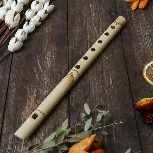 Музыкальный инструмент бамбук Флейта светлая 30x1.8x1.8 см