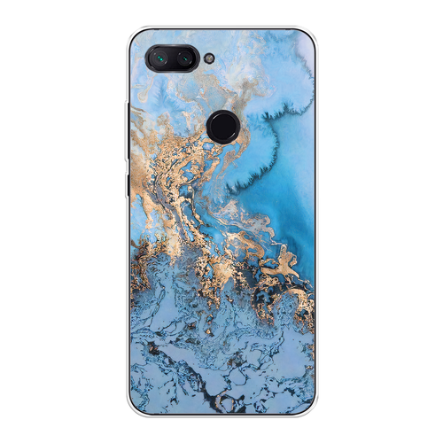 Силиконовый чехол на Xiaomi Mi 8 Lite (Youth Edition) / Сяоми Ми 8 Лайт (Юс Эдишн) Морозная лавина синяя