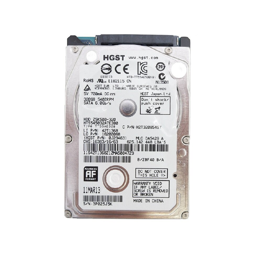 Винчестер 2,5" 320Gb SATA HGST Travelstar Z5K500-320 HTS545032A7E380, type TT5SAE320