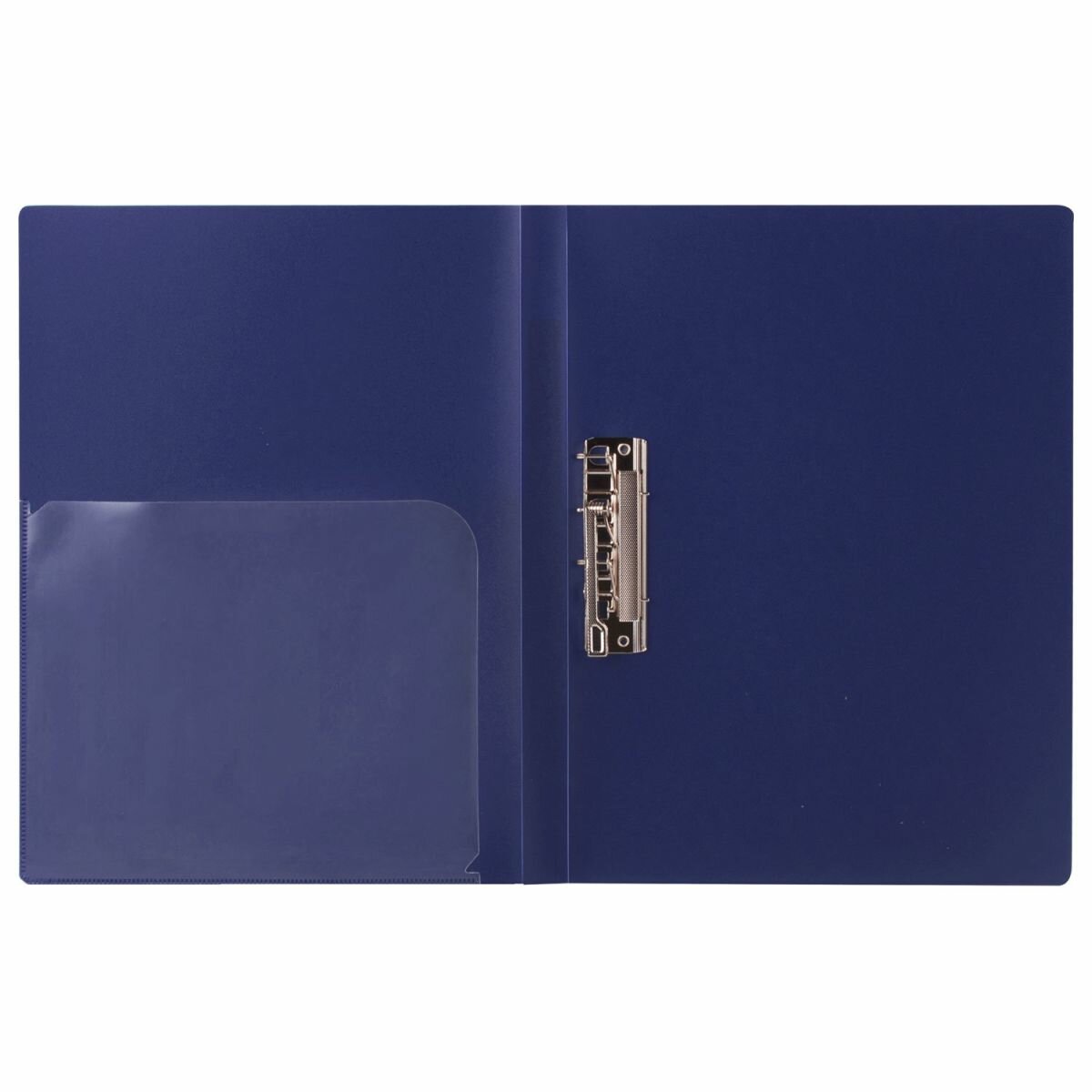 BRAUBERG Папка с боковым прижимом, А4, пластик, темно-синий - фото №3