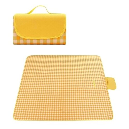 фото Коврик-сумка для пикника/пляжа/туризма складной водонепроницаемый 200*200 см (жёлтый) fixlike