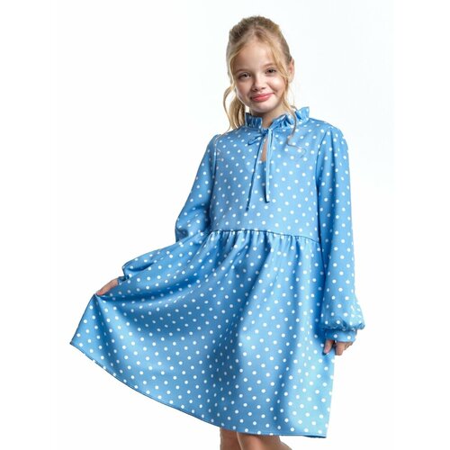 фото Платье mini maxi, в горошек, размер 128, голубой