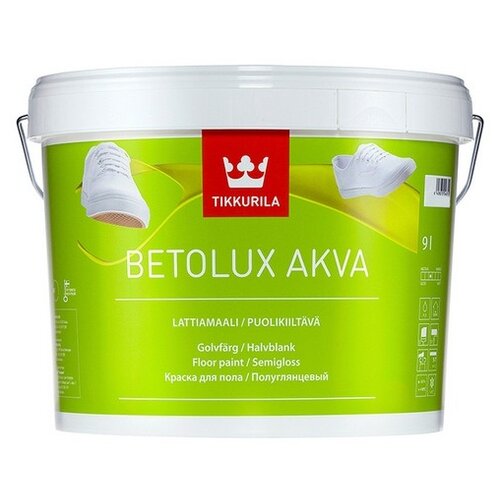 Краска полиуретановая Tikkurila Betolux Akva полуглянцевая белый 9 л 10.35 кг