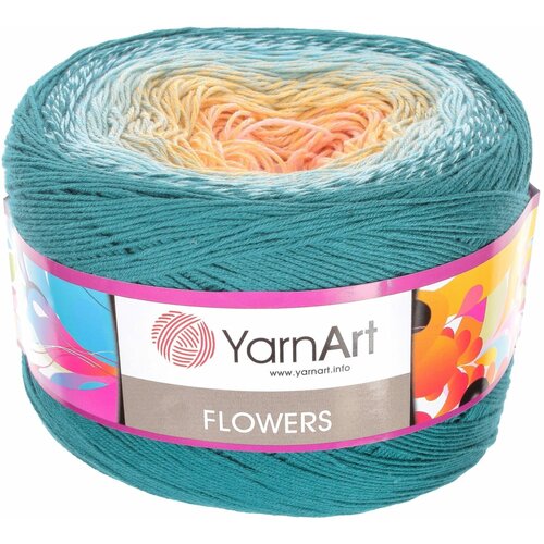 Пряжа YarnArt Flowers морская волна-св.голубой-св.желтый (270), 55%хлопок/45%акрил, 1000м, 250г, 3шт