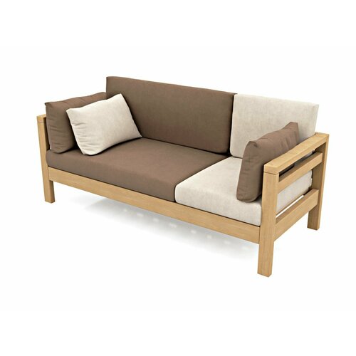 Садовый диван Soft Element Бонни трехместный, коричневый, массив дерева, велюр, с подушками, на террасу, на веранду, для дачи, для бани