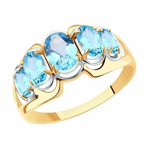 Кольцо SOKOLOV, красное золото, 585 проба, топаз, размер 17.5, золото кружевное кольцо с голубыми топазами в позолоте secrets jewelry